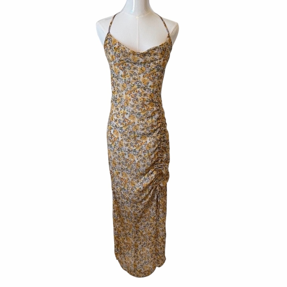 Edit by Nine Yellow Floral Spaghetti Strap Midi Dress Size S